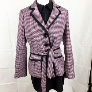 💰  Kasper Sz 8 Pink and Black Houndstooth Blazer